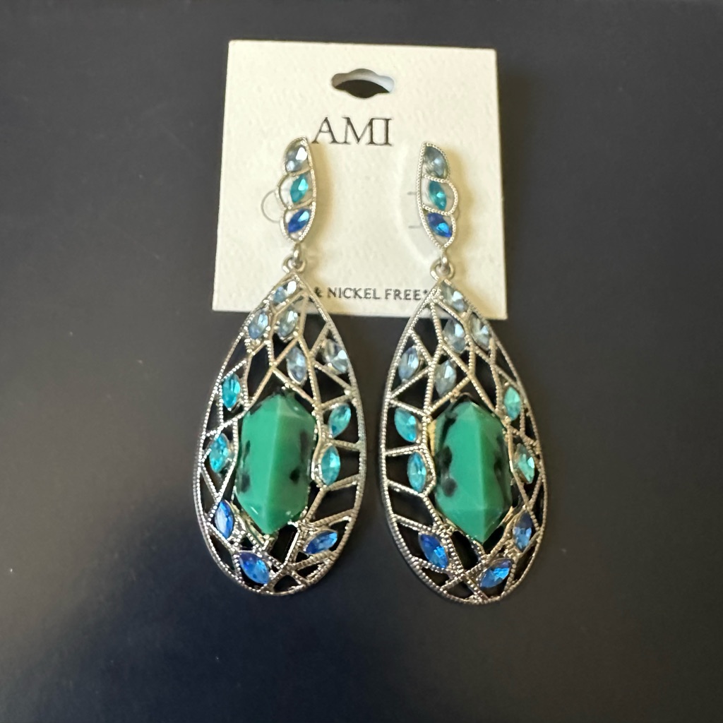 Ami Fashion Embelished Dangle Earrings Nwt